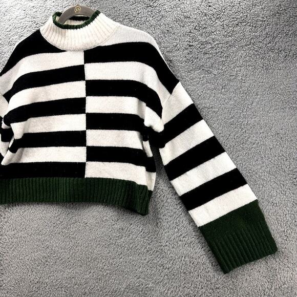 William Rast Women's Medium Boxy Crop Sweater Color Block‎ Sweater Green Accents - Picture 4 of 9